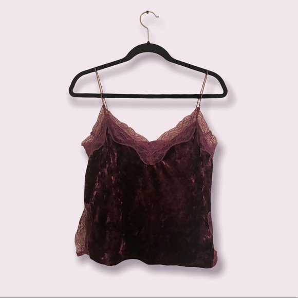 🌟SALE 2/$10.00‼️ ARDENE Womens Burgundy crop top/ spaghetti straps /Lace size M - Picture 3 of 7